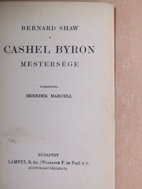 Bernard Shaw - Cashel Byron mestersége [antikvár]
