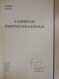 Kepes Ernő - Lamprecht történet-filozófiája [antikvár]