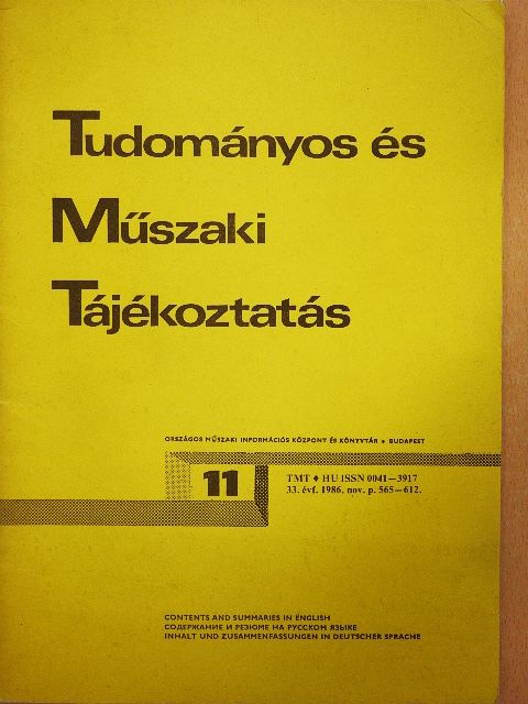 Kincses István - Tudományos és Műszaki Tájékoztatás 1986. november [antikvár]