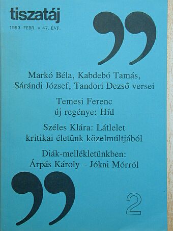 Árpás Károly - Tiszatáj 1993. február [antikvár]