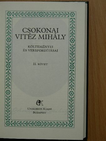 Csokonai Vitéz Mihály - Csokonai Vitéz Mihály költeményei és versfordításai II. (töredék) [antikvár]