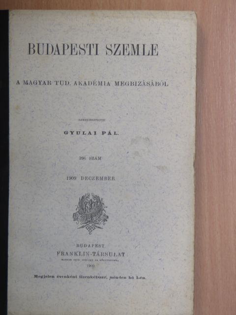 Balla Mihály - Budapesti Szemle 1909. deczember [antikvár]