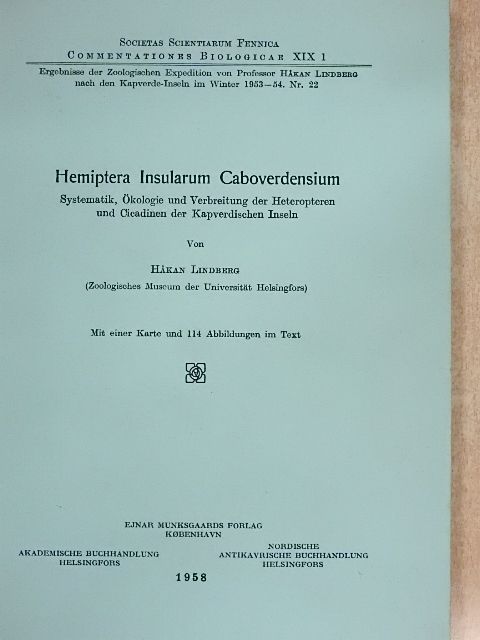 Hakan Lindberg - Hemiptera Insularum Caboverdensium [antikvár]