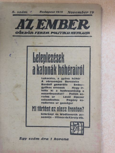 Diószeghy Miklós - Az Ember 1918. november 19. [antikvár]