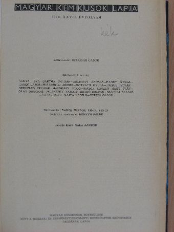 Magyar Kémikusok Lapja 1972. január-december [antikvár]