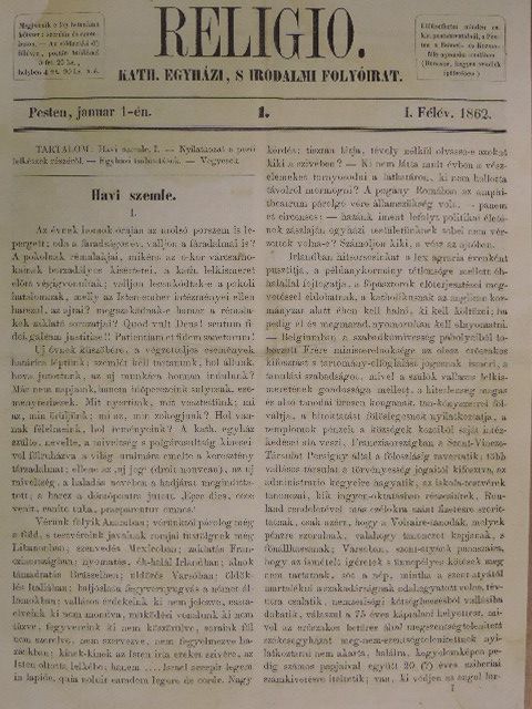 Devics József - Religio 1862. (nem teljes évfolyam) [antikvár]