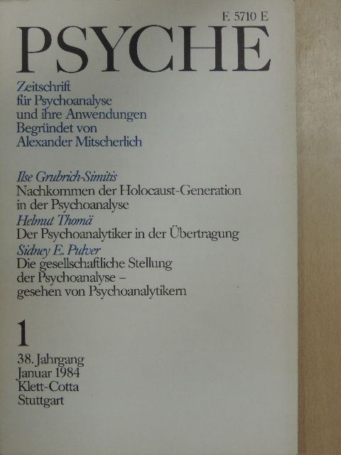 Helmut Thomä - Psyche 1/1984. [antikvár]