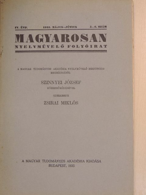 Csengery János - Magyarosan 1935. május-június [antikvár]