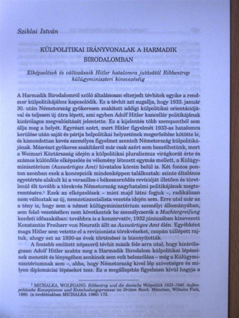 Sziklai István - Külpolitikai irányvonalak a Harmadik Birodalomban [antikvár]