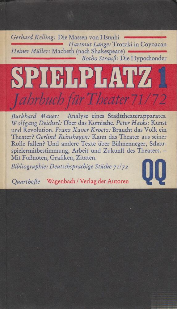 Karlheinz Braun, Klaus Völker - Spielplatz 1. Jahrbuch für Theater 71/72. [antikvár]