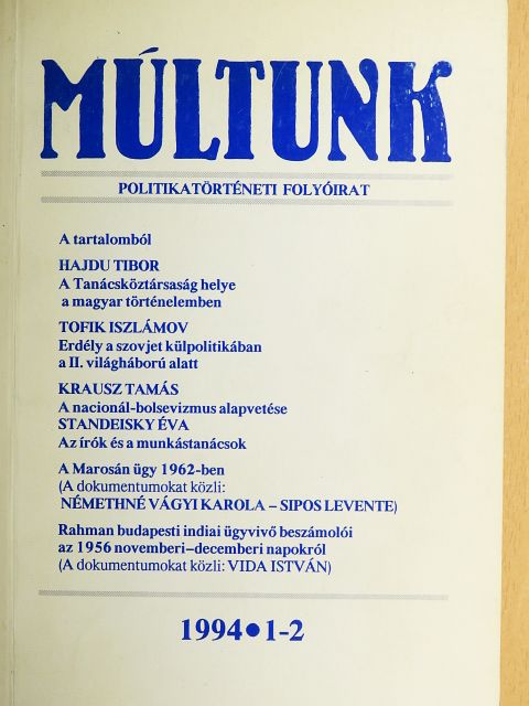 Föglein Gizella - Múltunk 1994/1-2. [antikvár]