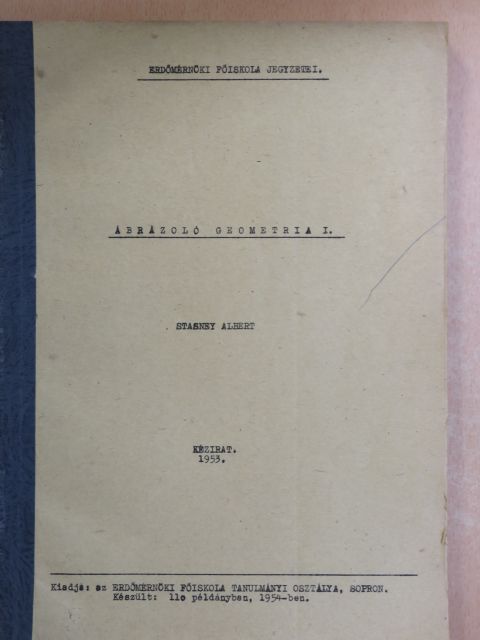 Stasney Albert - Ábrázoló geometria I. [antikvár]
