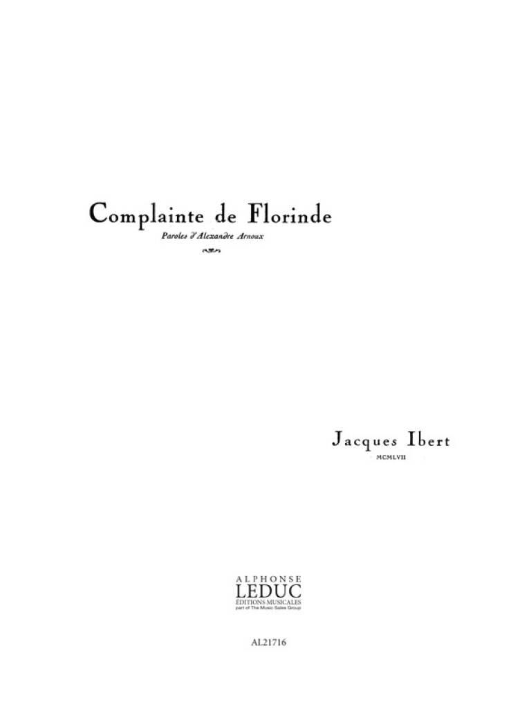 IBERT, JACQUES - COMPLAINTE DE FLORINDE POUR CHANT ET PIANO,ANTIKVÁR