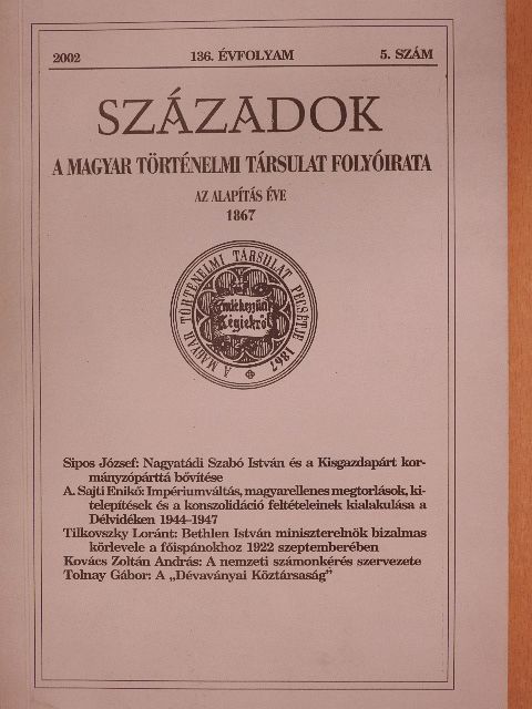 Juhász József - Századok 2002/5. [antikvár]