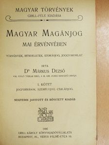Dr. Márkus Dezső - Magyar magánjog mai érvényében I. [antikvár]