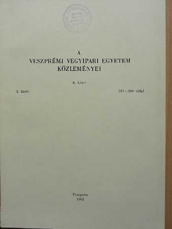 Blickle T. - A Veszprémi Vegyipari Egyetem közleményei 6. kötet 3. füzet [antikvár]
