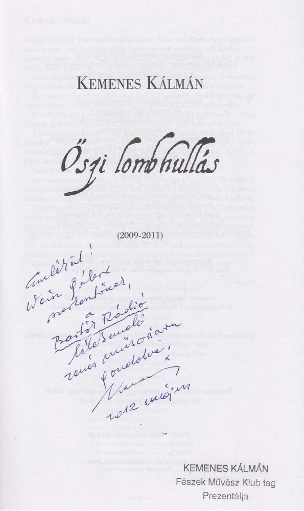 Kemenes Kálmán - Őszi lombhullás (dedikált) [antikvár]