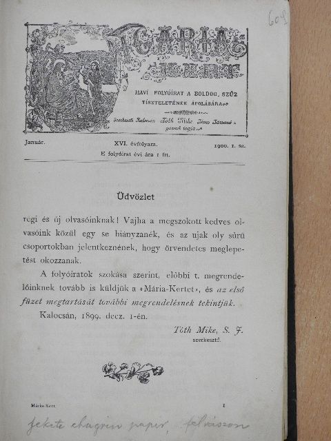 Marianus - Mária-Kert 1900. január-december [antikvár]