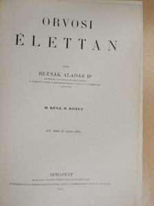 Dr. Beznák Aladár - Orvosi élettan II./2 (töredék) [antikvár]