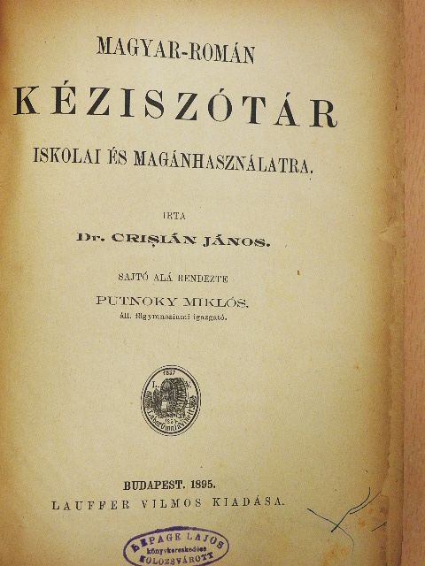 Dr. Crisián János - Magyar-román kéziszótár/Román-magyar kéziszótár [antikvár]