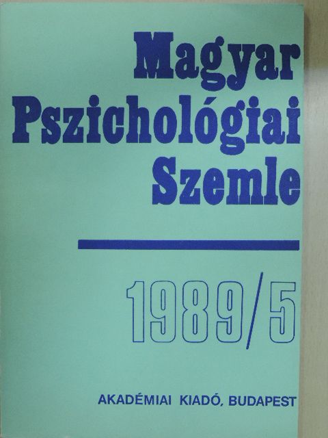 Bagdy Emőke - Magyar Pszichológiai Szemle 1989/5. [antikvár]