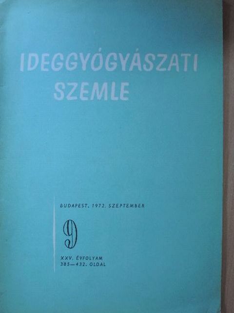 Dr. Benke Bálint - Ideggyógyászati Szemle 1972. szeptember [antikvár]