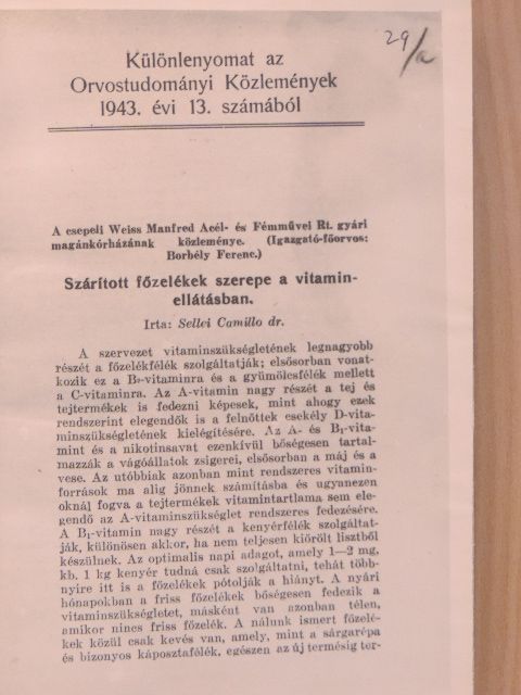 A. Fischer - Sellei Camillo munkái 1943-49 [antikvár]