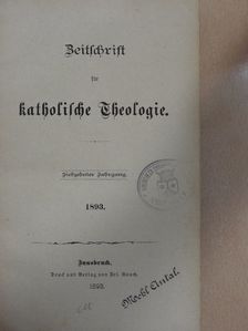 F. A. Stentrup S. J. - Zeitschrift für katholische Theologie 1893. (gótbetűs) [antikvár]