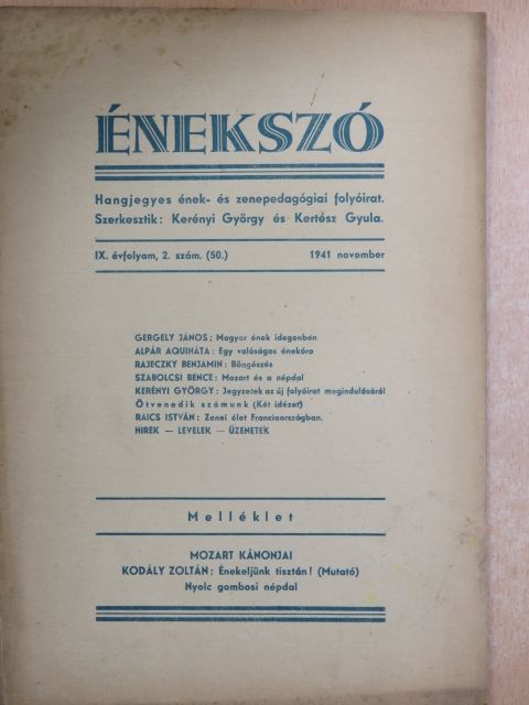 Gergely János - Énekszó 1941. november [antikvár]