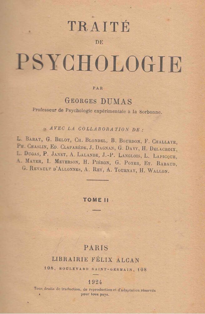 Georges Dumas - Traité de Psychologie [antikvár]
