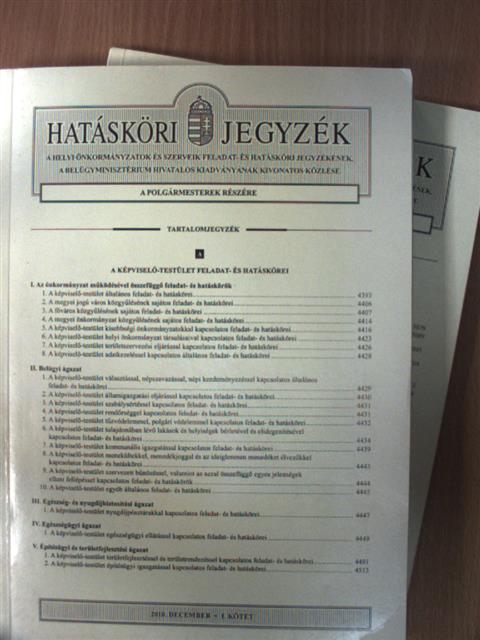 Hatásköri jegyzék 2010. december I-II. [antikvár]