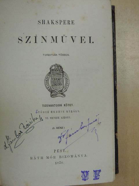 Shakspere - Shakspere színművei XVI-XVIII. [antikvár]