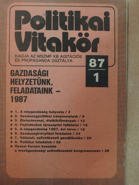 Politikai Vitakör 1987/1. [antikvár]