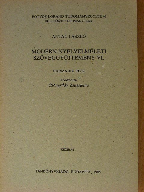 B. Derwing - Modern nyelvelméleti szöveggyűjtemény VI/3. [antikvár]
