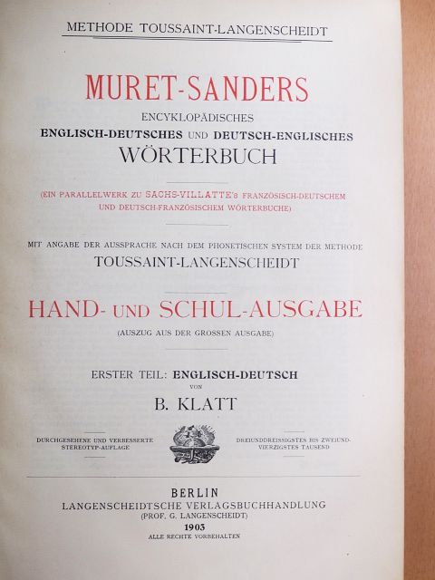 Muret-Sanders Encyklopädisches Englisch-Deutsches und Deutsch-Englisches Wörterbuch I-II. [antikvár]