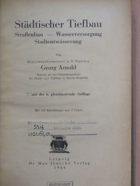 Georg Arnold - Städtischer Tiefbau [antikvár]