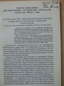 Peter Heintel - Die stellung der "Transzendentalen ästhetik" in der "Kritik der Reinen Vernunft" (dedikált példány) [antikvár]