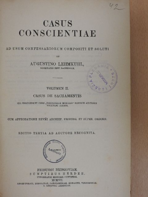 Augustino Lehmkuhl - Casus conscientiae II. [antikvár]