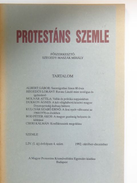 Albert Gábor - Protestáns Szemle 1992. október-december [antikvár]