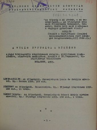 A világ ifjusága a békéért [antikvár]