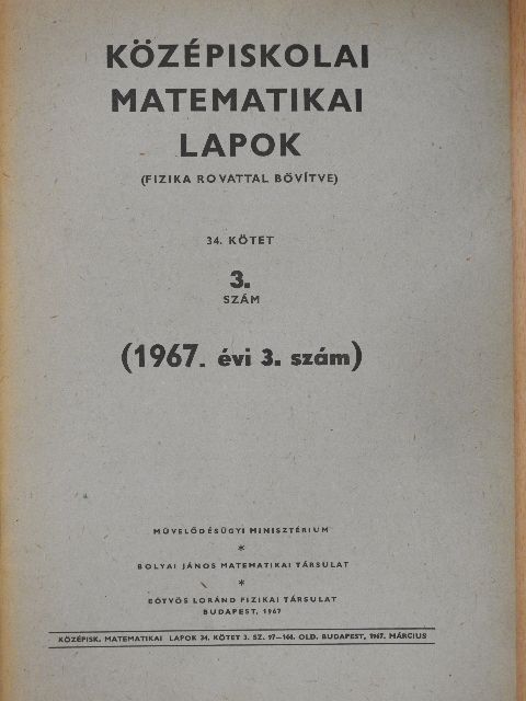 Középiskolai matematikai lapok 1967/3. [antikvár]