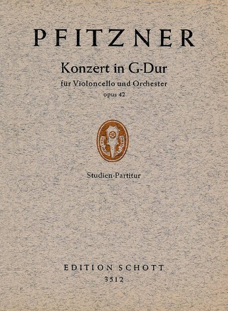 PFITZNER, HANS - KONZERT IN G-DUR FÜR VIOLONCELLO UND ORCHESTER OP.42, STUDIENPARTITUR, ANTIKVÁR
