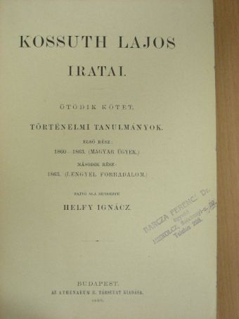 Kossuth Lajos - Kossuth Lajos iratai V. [antikvár]
