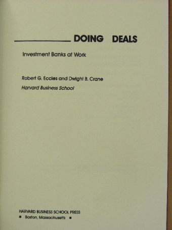 Dwight B. Crane - Doing Deals [antikvár]