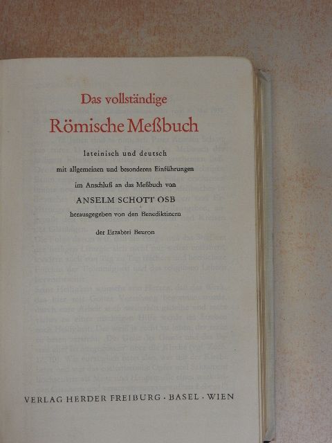 Anselm Schott - Das vollständige Römische Meßbuch [antikvár]
