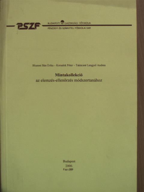 Blumné Bán Erika - Mintakollekció az elemzés-ellenőrzés módszertanához [antikvár]