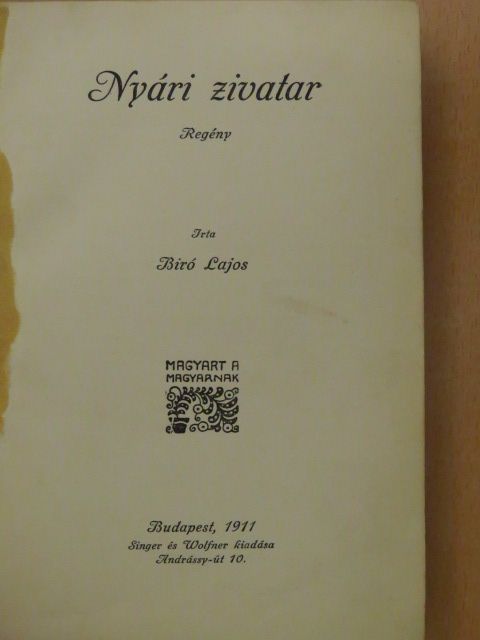 Biró Lajos - Nyári zivatar [antikvár]