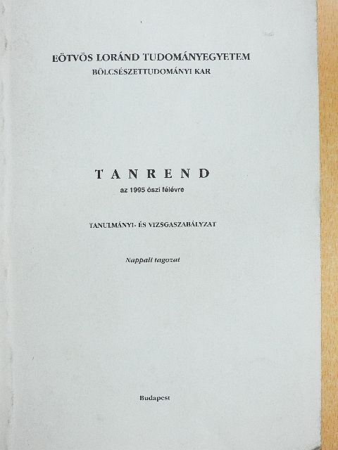 Tanrend az 1995 őszi félévre [antikvár]