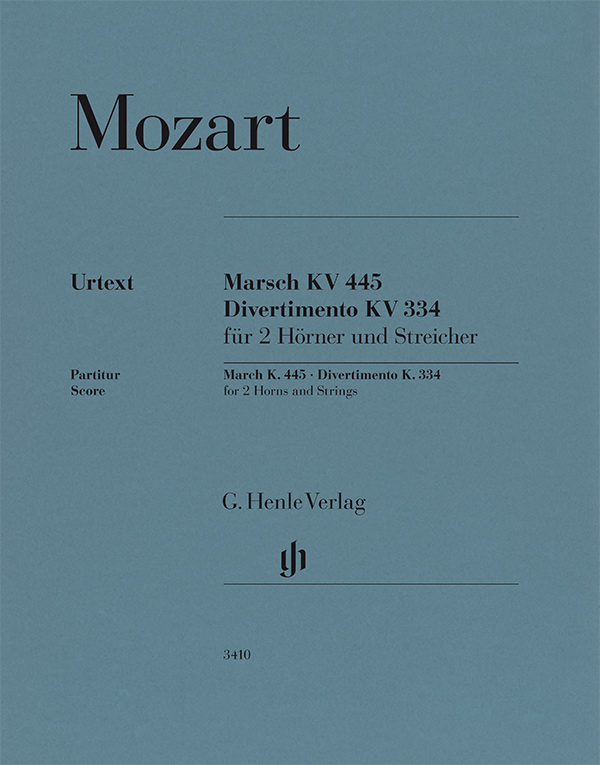 MOZART, W,A, - MARSCH KV 445 / DIVERTIMENTO KV 335 FÜR ZWEI HÖRNER UND STREICHER, PARTITUR
