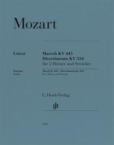 MOZART, W,A, - MARSCH KV 445 / DIVERTIMENTO KV 335 FÜR ZWEI HÖRNER UND STREICHER, PARTITUR